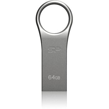 Silicon Power USB zibatmiņa Firma F80 SP016GBUF2F80V1S, 16GB, USB 2.0 Type-A, sudraba, ūdensizturīga, bez vāciņa, tērauds (SP016GBUF2F80V1S)