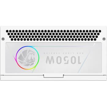 Gamemax barošanas bloks RGB 1050G WH, 1050 W, Zelta, Balts, Pilnībā modulārs, 1 x 24 pin ATX, 2 x 8 pin CPU, 2 x 8 pin PCIe (RGB 1050G WH)
