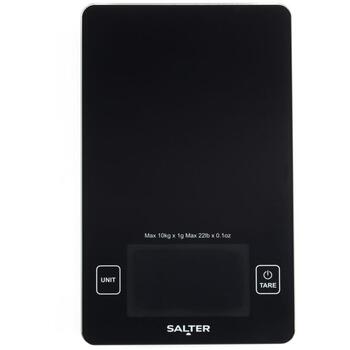 Salter Кухонные весы SA00644FEU12, 10кг, 1г, черный, стеклянный корпус, функция тарирования, регулируемые единицы (SA00644FEU12)