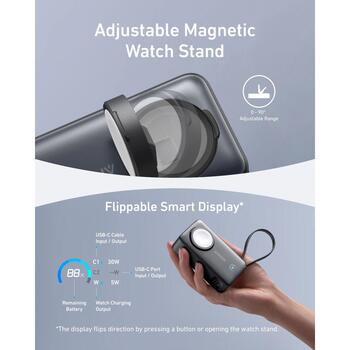 Anker MagGo Power Bank A1657H11, 10000 мАч, 2x USB-C, 5V-3A, 9V-3A, 12V-2,5A, 15V-2A, 20V-1,5A, беспроводная зарядка 5W (A1657H11)