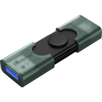 Kingston DataTraveler Duo DTDEG2/128GB, 128 ГБ, USB Type-C/Type-A, черный/зеленый (DTDEG2/128GB)