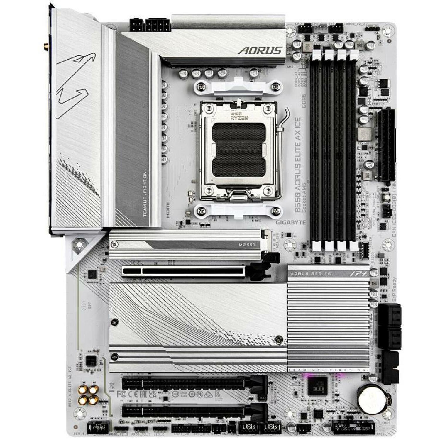 Gigabyte Mātesplate B650 A ELITE AX ICE, AMD Socket AM5, 12+2+2 fāzes VRM, 4 DIMM DDR5, 1 PCIe 5.0 M.2, 2.5GbE LAN, Wi-Fi 6E (B650 A ELITE AX ICE 1.1)
