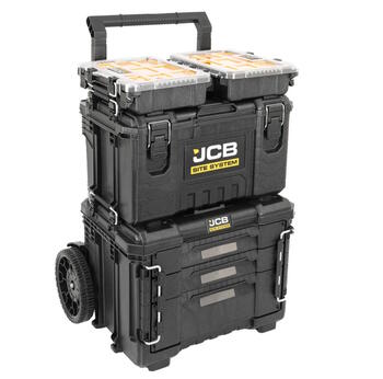 JCB Site System modulāra instrumentu glabāšanas sistēma kaste 5 daļas 72.4L 102kg IP65 9collu riteņi JCB-SITESYS-ST-2 (JCB-SITESYS-ST-2)