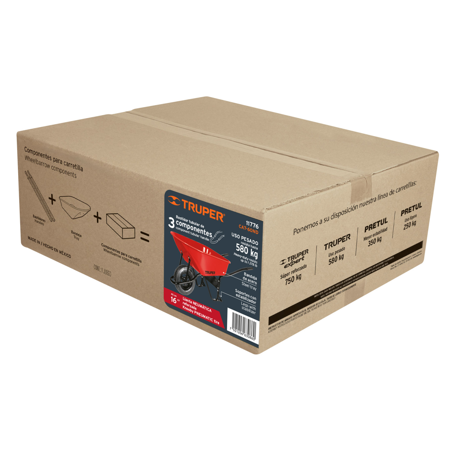 Ķerra ar metāla tilpni 100L, maks. 580kg 11776 CAT-60ND TRUPER (CAT-60ND)