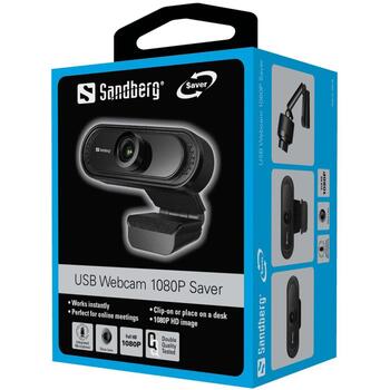 Sandberg web kamera 333-96, 1080p, USB 2.0, 1,2m, 30 kadri/s, 2MP, 60° skata leņķis, iebūvēts mikrofons (333-96)