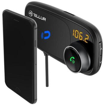 Tellur FM модулятор FMT-B6 TLL171082, 12-24V, Bluetooth, MP3, магнитный держатель для телефона, 2xUSB (TLL171082)