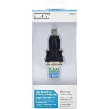 Digitus USB к последовательному адаптеру DA-70157, 0.8m, RS-485, FT232RL, черный, внешний, проводной (DA-70157)