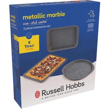 Russell Hobbs Набор для выпечки RH03756, 3 предмета, 220°C, Углеродная сталь, Серый, Мраморное антипригарное покрытие (RH03756)