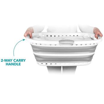 Beldray LA072979PGRYFEU7 Collapsible Hip Hugger Laundry Basket 37L, White/Grey (LA072979PGRYFEU7)