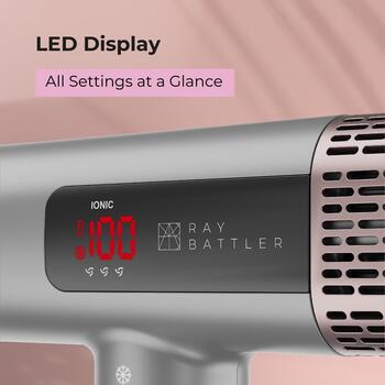 Ray Battler фен RB 0910, 1800W, 3 скорости, 4 температурных режима, 2.5м шнур, 3 насадки, диффузор, ионизатор (RB 0910)