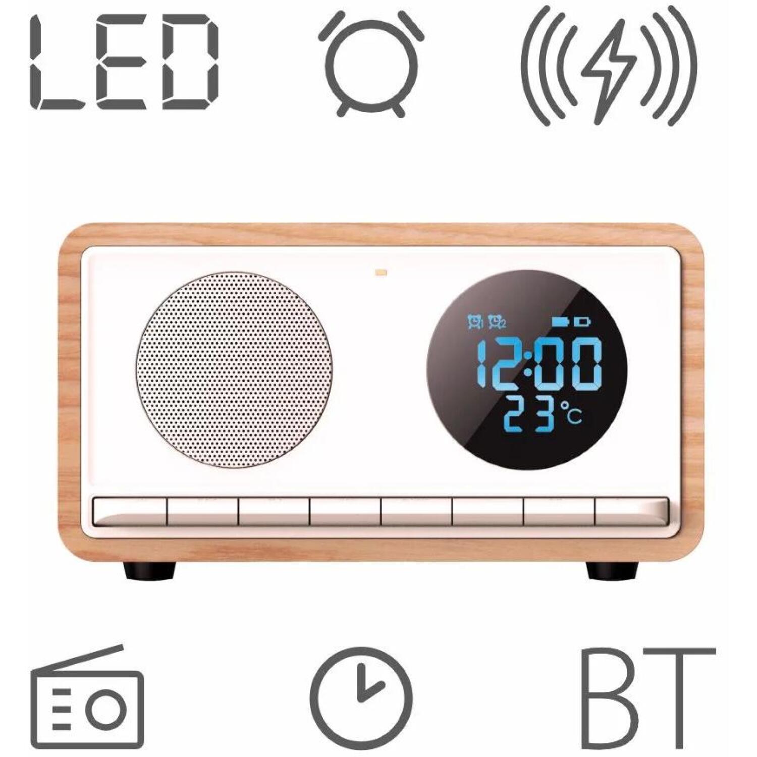 Manta Будильник RDI912W, 0.7kg, 93mm, 169mm, 100mm, 10W, Bluetooth 5.1, FM радио, 10ч работы от аккумулятора (RDI912W)