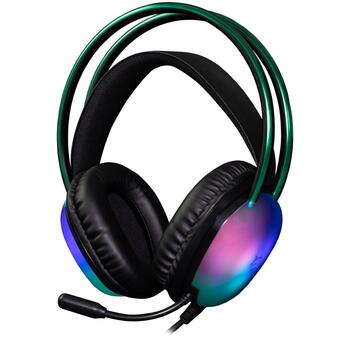 White Shark Наушники PEACOCK-2 BLACK, 212g, 32Ω, 20Hz-20KHz, 2m, RGB подсветка, накладные, проводные, встроенный микрофон (PEACOCK-2 BLACK)