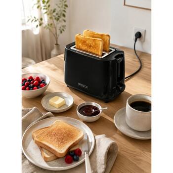 Brock BT 1007 BK тостер, 2 ломтика, 700 Вт, черный, металл/пластик, автоотключение, регулировка поджаривания (BT 1007 BK)
