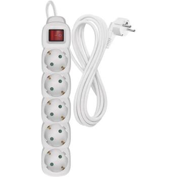 Emos Удлинитель P1523R, 3м, 5x2P+PE, PVH, 3680W, с выключателем, защита от детей (P1523R)