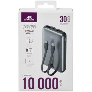 Rivacase Power Bank VA2611, 10000mAh, 30W, 2xUSB-A, 1xUSB-C, 1xLightning, 260g, быстрая зарядка (VA2611)
