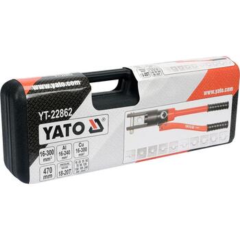 Yato hidrauliskās gofrēšanas knaibles YT-22862, 16-300mm², 18-20t, 470mm, vara un alumīnija kabeļiem, tērauda trosēm (YT-22862)