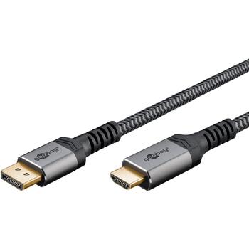 Goobay DisplayPort-HDMI adapterkabelis 65268, 1m, 4K60Hz, pasīvs, pelēks (65268)