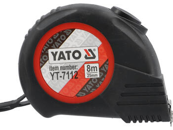 Yato Mērlente YT-7112, 8m, 25mm, tērauds, ABS un gumija, II klase, magnētisks āķis, slēdzis, metriskā skala (YT-7112)