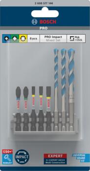 Tiecienskrūvgriežiem, akumulatoru skrūvgriežiem, triecienurbjmašīnām/triecienskrūvgriežiem PRO IMPACT MIXED SET BOSCH 2608577144 (2608577144)