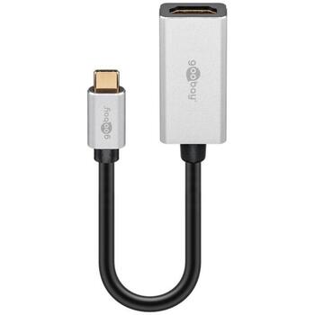 Goobay USB-C uz HDMI adapteris 60194, 0.15 m, 8K30Hz, 4K120Hz, USB-C vīrišķais, HDMI sievišķais, sudraba/melna (60194)