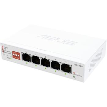 Asus QG-U1050 коммутатор, 90IG09Z0-MO3B00, 5x2,5GBase-T, белый, управление потоком, поддержка Jumbo кадров, изоляция портов (90IG09Z0-MO3B00)