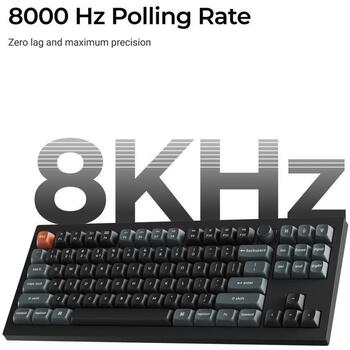 Keychron V3 Ultra 8K bezvadu mehāniskā klaviatūra TKL 2.4GHz Bluetooth 5.3 USB-C 8000Hz Hot-Swap RGB melna V3U-D3 (V3U-D3)
