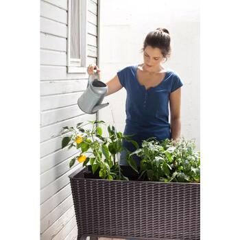 Keter Easy Grow Rattan Waves кашпо, коричневый, 29194592590, 114x49x76см, индикатор уровня воды (29194592590)