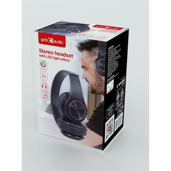 Gembird austiņas BHP-LED-01 BT 5.0, 20-20000 Hz, 10 m, 0.3 m kabelis, 150 g, 200 mAh akumulators, LED indikatori (BHP-LED-01)