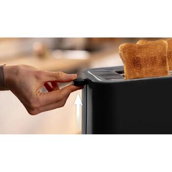 Bosch kompaktais tosteris TAT3M123, 950 W, 2 šķēles, plastmasa, melns, augsta pacelšana, automātiska izslēgšanās (TAT3M123)