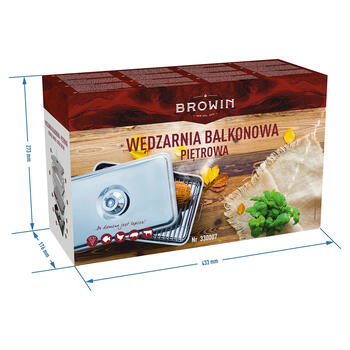 Browin 330007 balkona dūmeklis ar regulējamu ietilpību, 47,5cm, 27,4cm, 27,8cm, 3,87kg, nerūsējošais tērauds, termometrs, 2 degļi (330007)