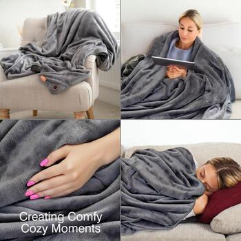 Bodi-Tek Обогреваемый плед BT-BLHT-EU/1.0, 130 x 160cm, супер мягкая ткань, 3 режима температуры, беспроводной, 5,5ч работы (BT-BLHT-EU/1.0)