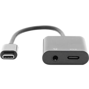 Digitus USB-C adapteris AK-300400-002-S, 20cm, 5A, USB 3.1 Gen 2, 3,5mm stereo, USB-C vīriešu uz USB-C sieviešu, melns (AK-300400-002-S)