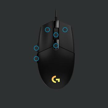 Logitech G203 USB оптическая мышь 910-005796, 8000 DPI, 6 кнопок, RGB подсветка, 2.1m кабель (910-005796)