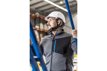 Hogert NISTER техническая толстовка HT5K900-XL, серый меланж/синий, XL, 100% полиэстер, 200 г/м², карманы на молнии (HT5K900-XL)