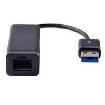 Dell USB адаптер 470-ABBT, 1000 Mbit/s, 1x USB-A 3.0, 1x RJ-45, Проводной Ethernet, USB питание, Черный (470-ABBT)