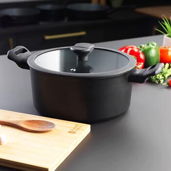 Russell Hobbs Crystaltech высокий кастрюля RH01864EU7, 24см, черный, алюминий, 11см, с крышкой (RH01864EU7)