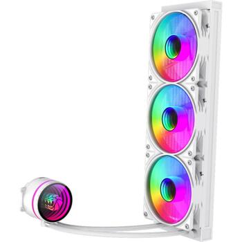 Gamemax procesora šķidruma dzesētājs ICEBURG 360 INFINITY WH, 1.125kg, 2.575kg, 300W TDP, 800-2000rpm, 32dBA, 120mm ventilators (ICEBURG 360 INFINITY WH)