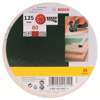 Slīppapīru komplekts orbitālajām slīpmašīnām, 125 mm, K60, 25 gab., 2607019492, BOSCH (2607019492)