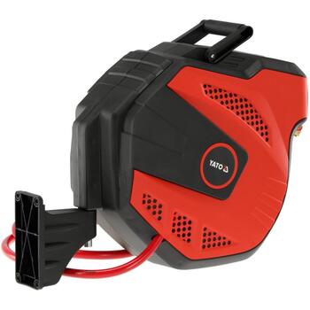 Yato šļūtene rullī YT-24245, 15m, 9.5mm, 2 MPa, G1/4 BSPT, PVC, PP, automātiskā uztīšana, UV izturīga, skrāpējumizturīga (YT-24245)