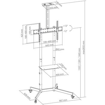 Sbox Напольное мобильное крепление FS-401-2, 37-70'', 45кг, 100x100-600x400, черный, регулировка уровня (FS-401-2)