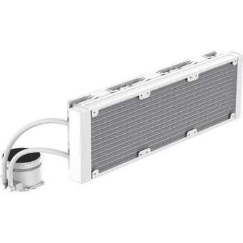 Gamemax procesora šķidruma dzesētājs ICEBURG 360 INFINITY WH, 1.125kg, 2.575kg, 300W TDP, 800-2000rpm, 32dBA, 120mm ventilators (ICEBURG 360 INFINITY WH)
