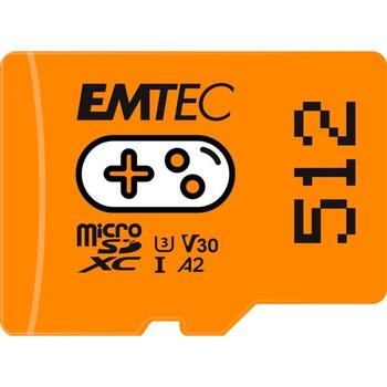 Emtec microSDXC 512GB UHS-I U3 V30 A2 Gaming ECMSDM512GXCU3G, 512GB, 100MB/s, UHS-I, V30, A2, оранжевый (ECMSDM512GXCU3G)