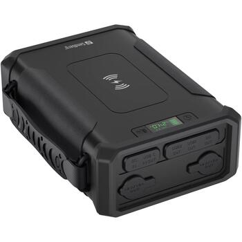 Sandberg 420-78 Survivor Powerbank 8in1, 96000 мАч, 180 Вт, черный, IPX4, беспроводная зарядка, USB-C, 2xUSB-A, DC, фонарик (420-78)