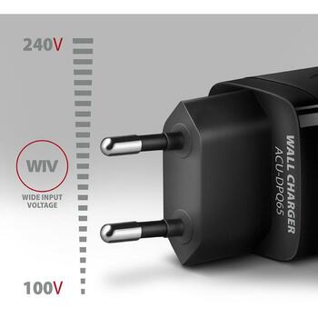 Axagon настенный зарядное устройство ACU-DPQ65 65W, 3x выход (USB-A + два USB-C), PD3.0/QC4+/PPS/Apple (ACU-DPQ65)