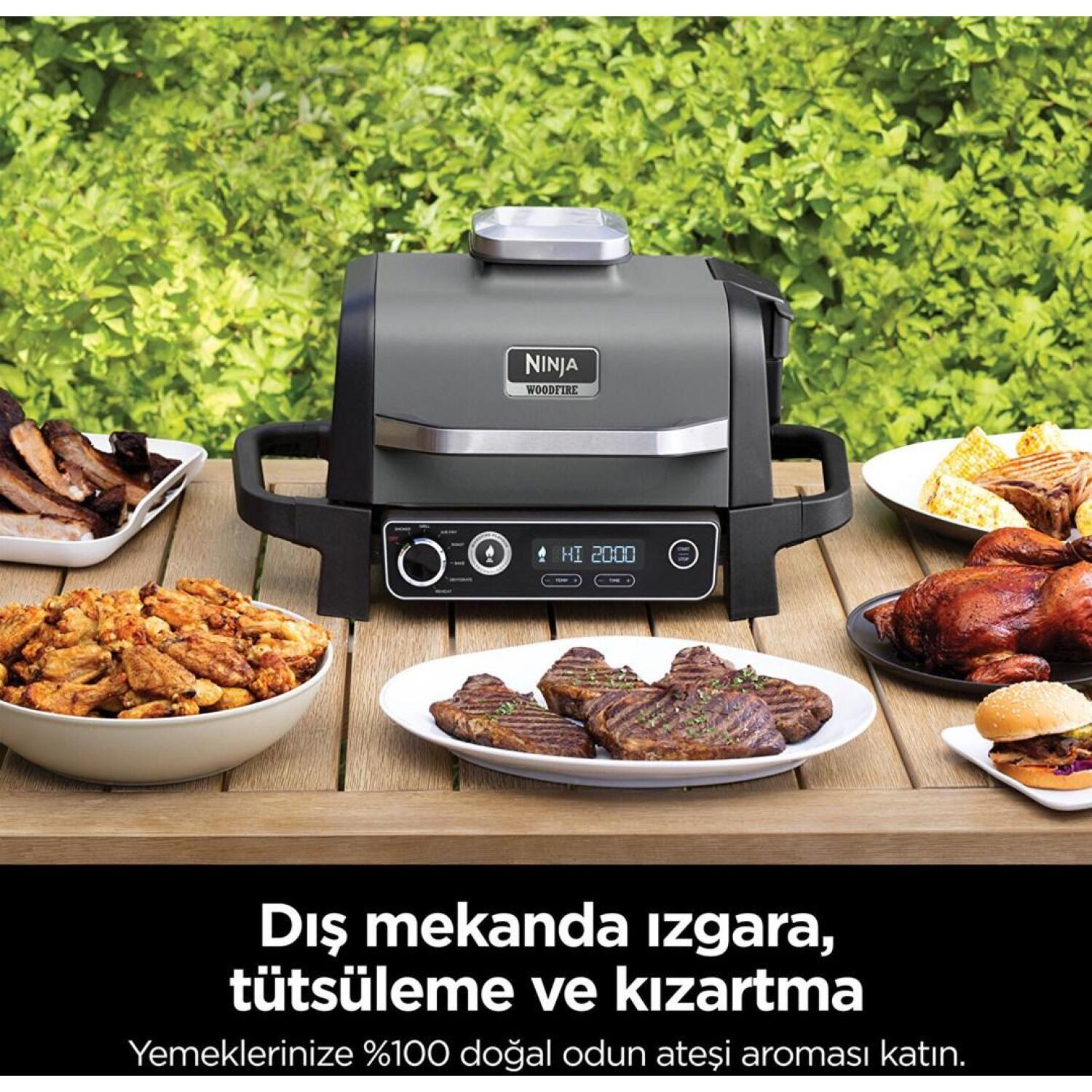 Ninja Elektriskais grils OG701EU 29187399, 2400 W, 28 cm, 37 cm, pelēks, ar vāku, nepiedegošs pārklājums (29187399)