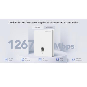 Ruijie Divjoslu Bezvadu Piekļuves Punkts RG-RAP1200(F), 1267 Mbps, 2x10/100 Mbps RJ45, DC 12V, Balta (RG-RAP1200(F))
