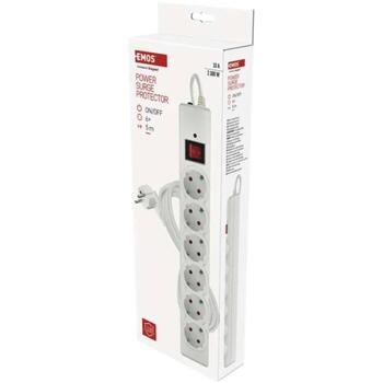 Emos Защита от перенапряжения P54217, 5 м, 6 розеток, 2300 Вт, 10 А, выключатель, защита от детей (P54217)