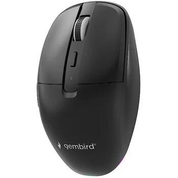 Gembird беспроводная мышь MUSW2-6B-01, 1600 DPI, 6 кнопок, 2.4 ГГц + BT, оптическая, тихий клик, черная (MUSW2-6B-01)