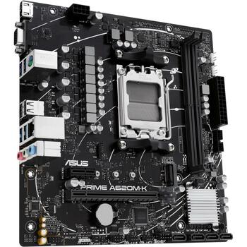 Asus mātesplate PRIME A620M-K, DDR5, PCIe 4.0, HDMI, VGA, USB 3.2 Gen 1 Type-A, SATA 6 Gbps, divvirzienu AI trokšņu atcelšana (PRIMEA620M-K)