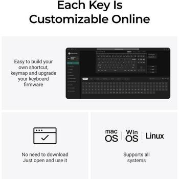 Keychron V3 Ultra 8K bezvadu mehāniskā klaviatūra TKL 2.4GHz Bluetooth 5.3 USB-C 8000Hz Hot-Swap RGB melna V3U-D3 (V3U-D3)